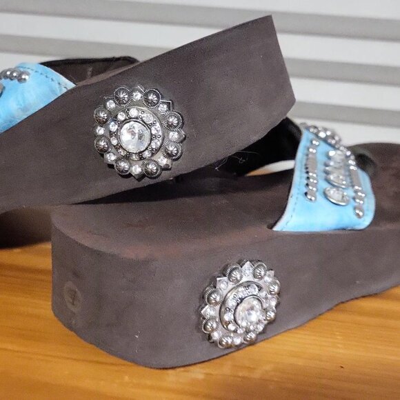 Leather Blinged out Sandals - Picture 5 of 5